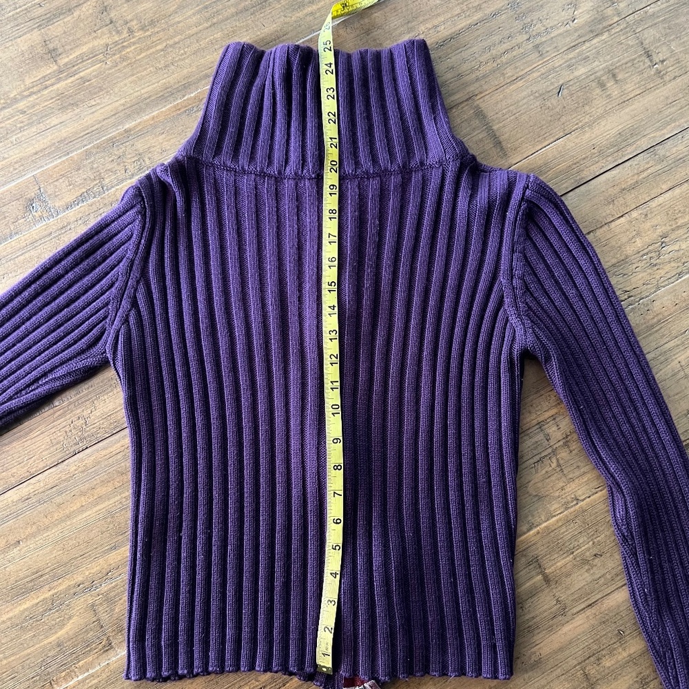 Purple Ribbed Zip Up Cardigan - Picture 11 of 11